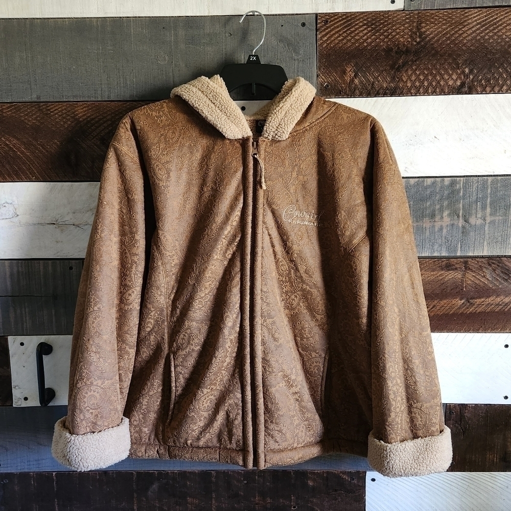 Cowgirl Hardware USA Tan Paisley Western Sherpa Winter Coat Size XL